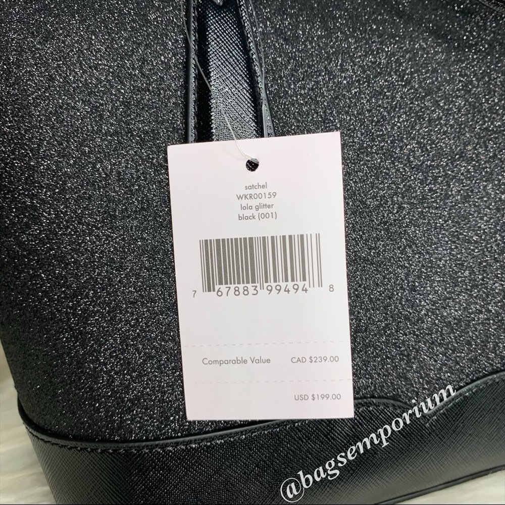 Kate Spade Black Glitter Satchel Crossbody Bag - Picture 9 of 9